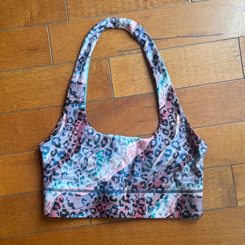 Fabletics halter leopard print sports bra